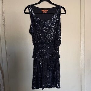 Tory Burch Navy M Sequin Sleeveless Mini Dress